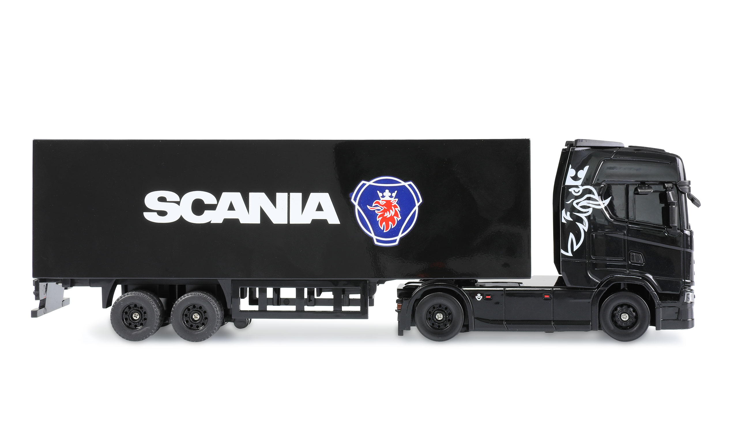 Mini-Scania 730 S mit Kofferauflieger proportional 4WD 1:64 RTR schwarz