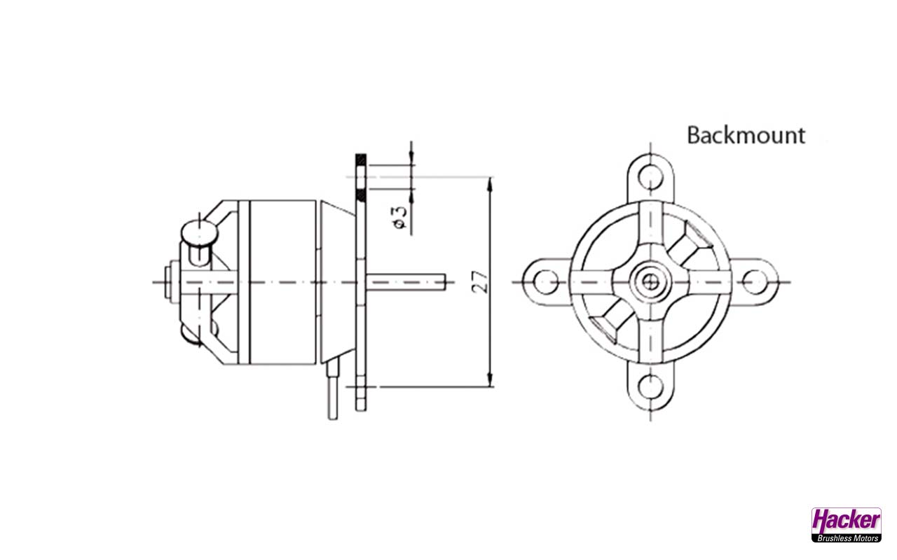 Hacker (97100006) Brushless-Motor A10-12S U/min pro Volt 2900 Turns 12 Strom max. 7 A