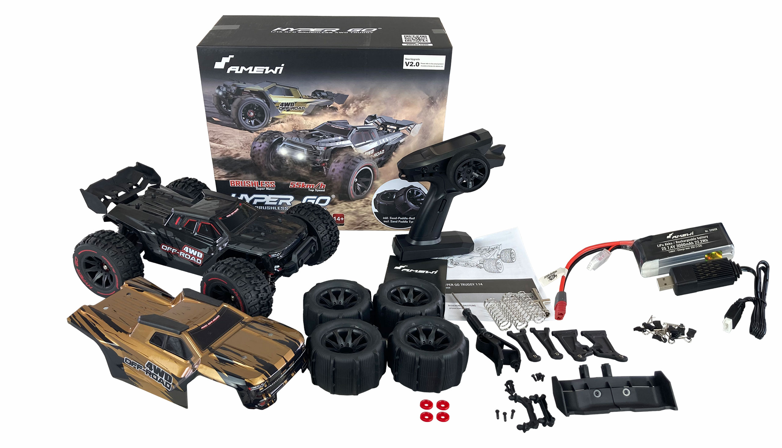 Hyper GO Truggy brushless 4WD 1:14 RTR schwarz 