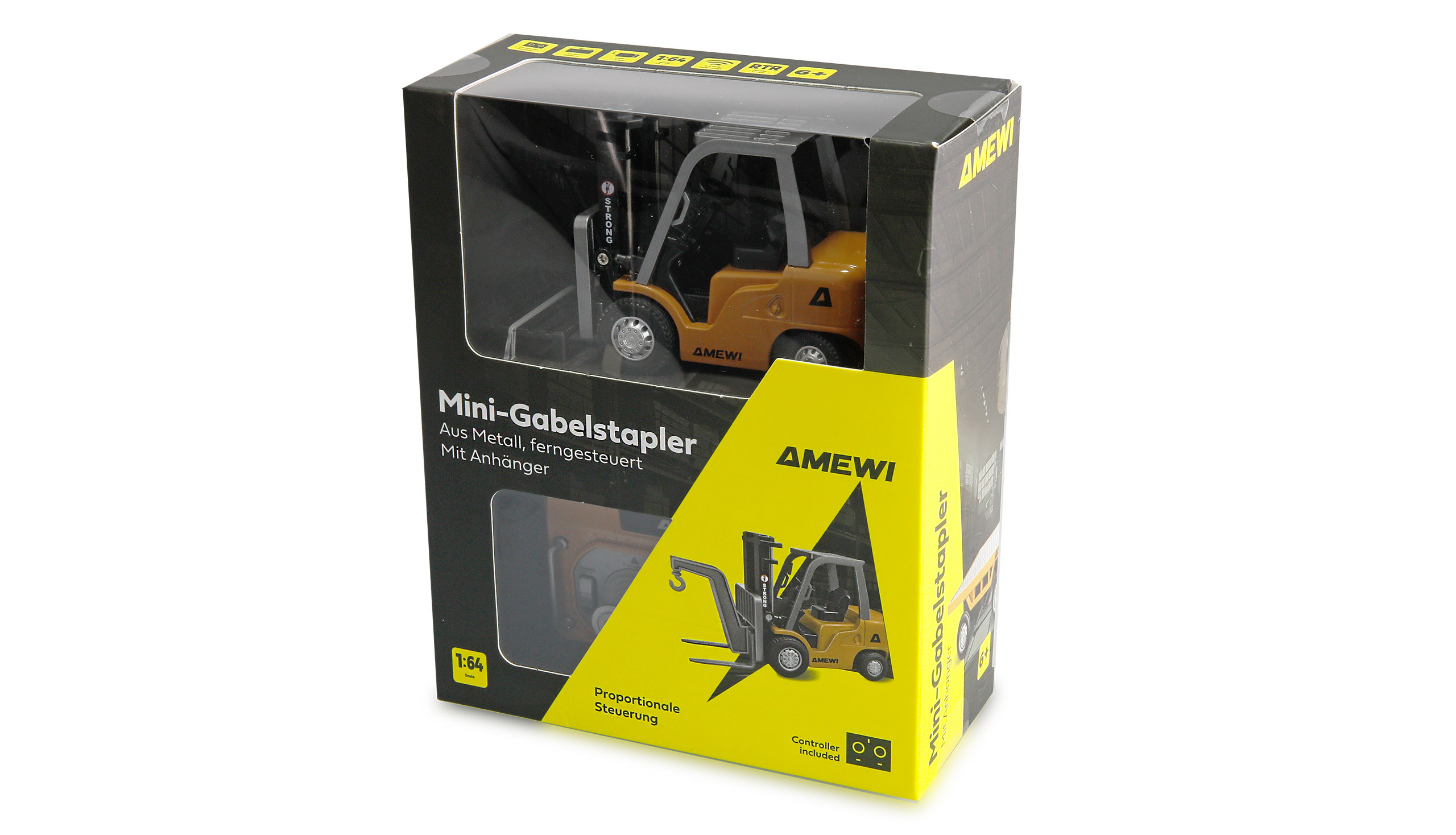 Mini-Gabelstapler aus Metall, mit Anhänger, proportional 8-Kanal 1:64 RTR 