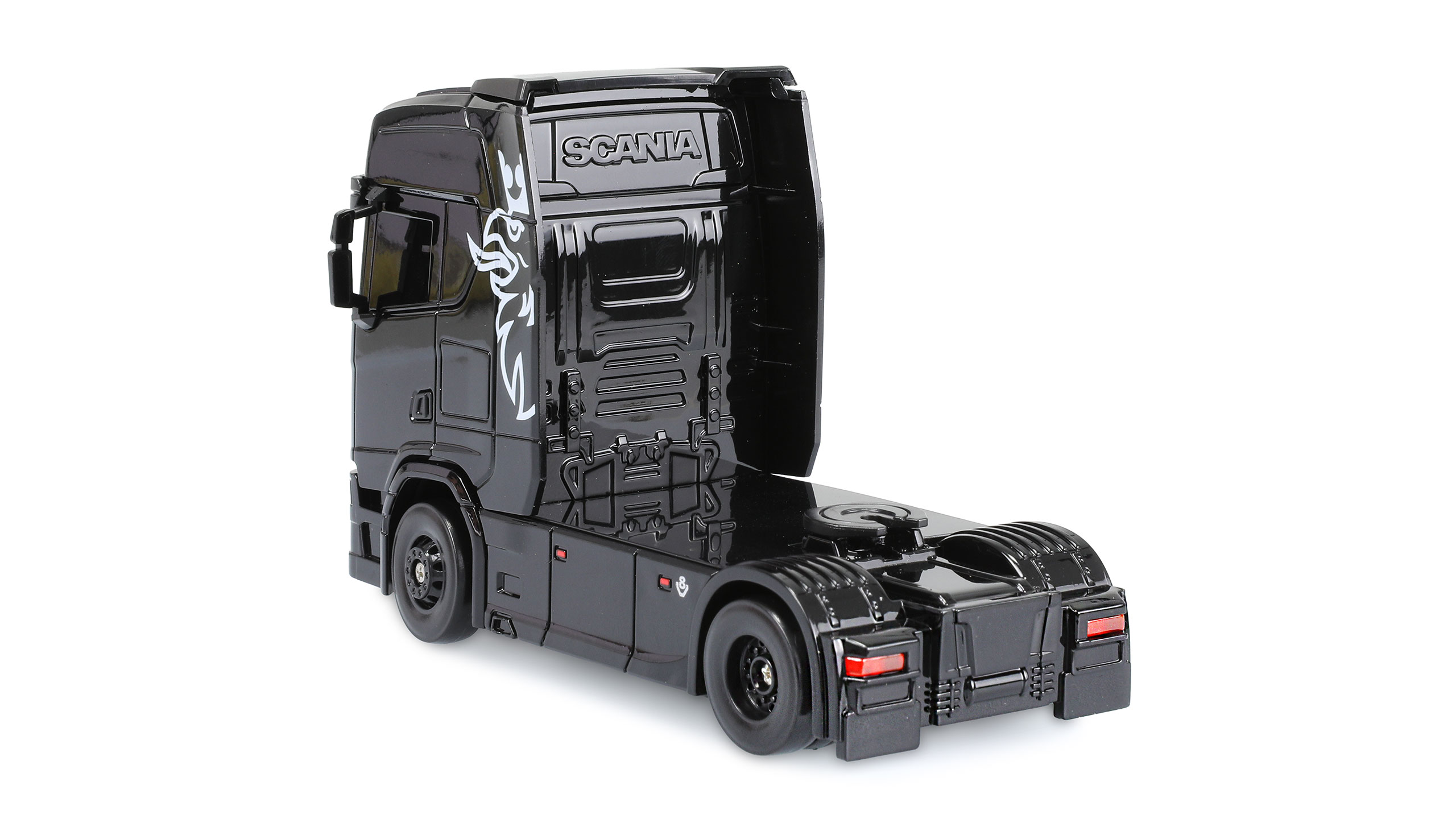 Mini-Scania 730 S mit Kofferauflieger proportional 4WD 1:64 RTR schwarz