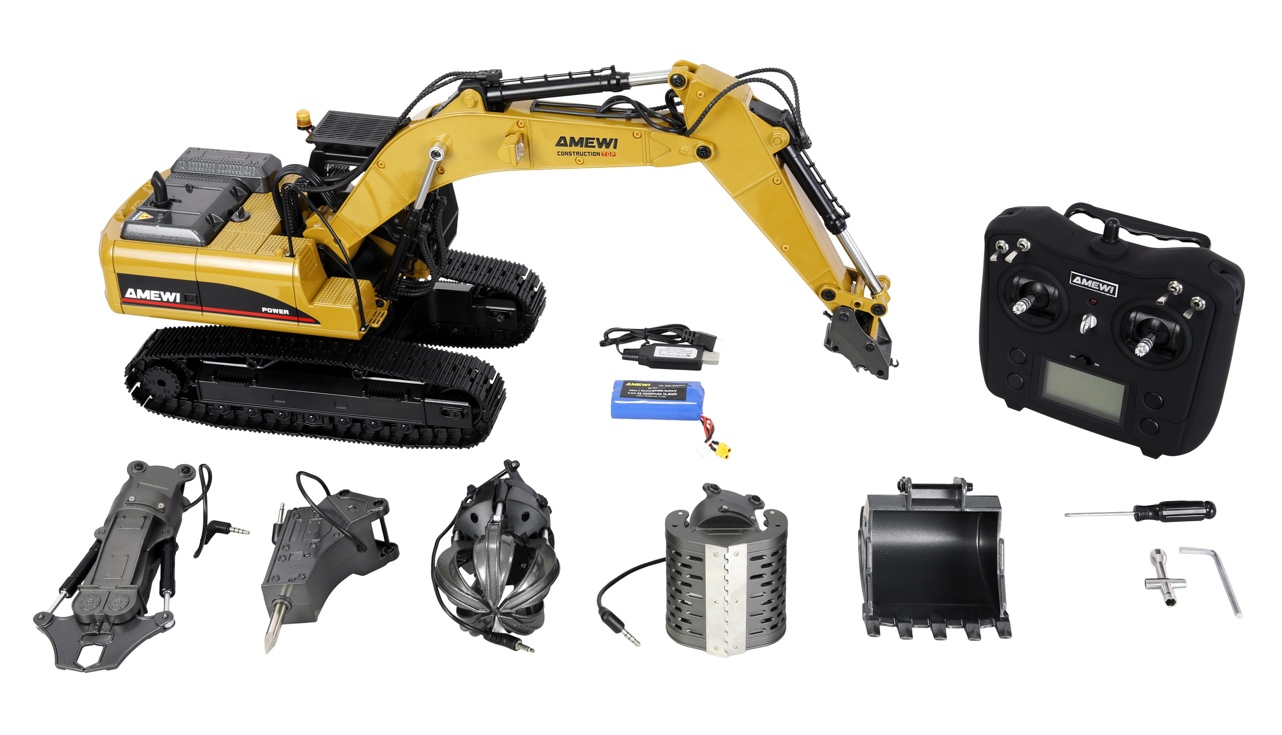 G705E Bagger Metall 1:14 RTR gelb 