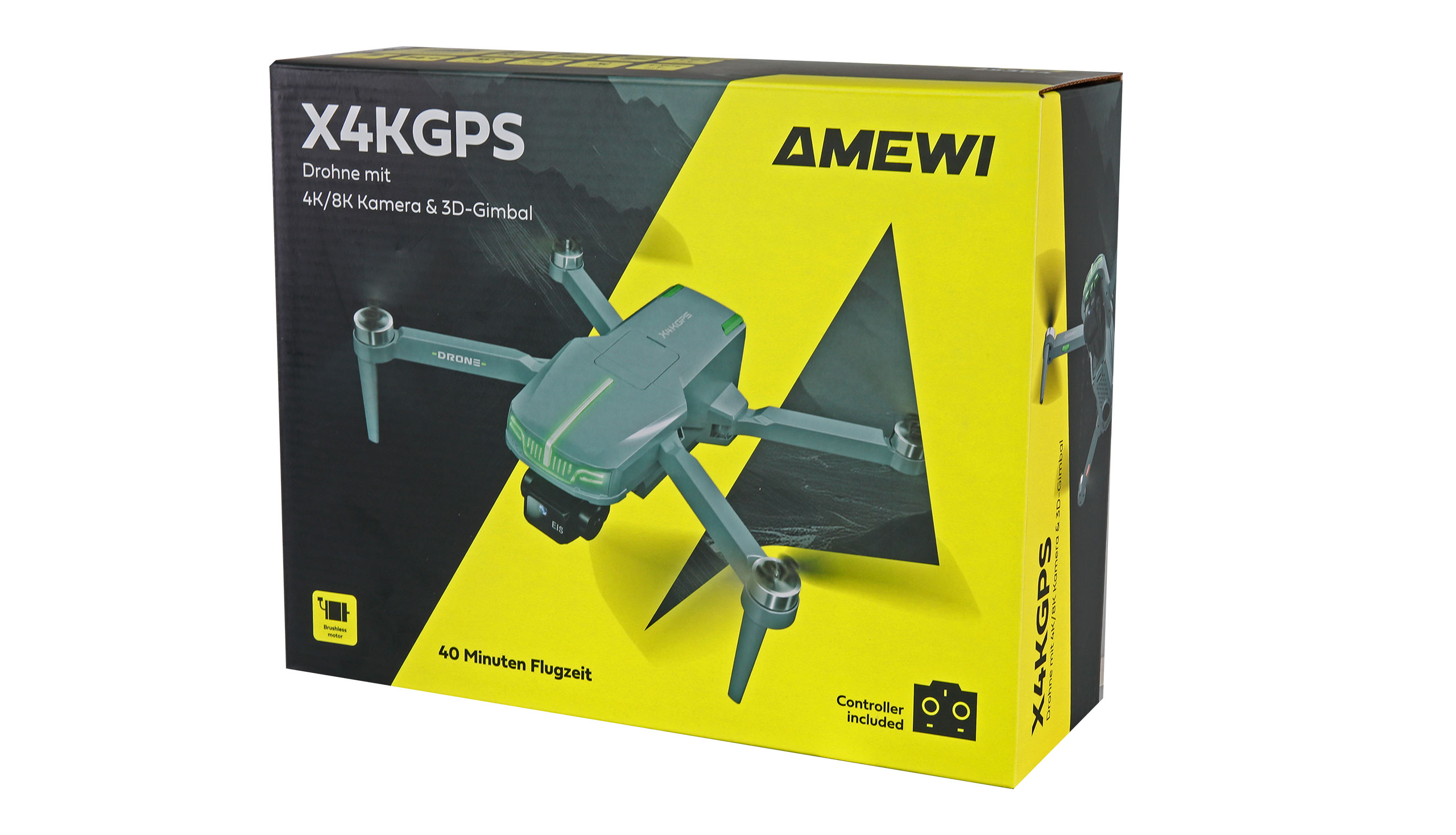 AMXFlight X4KGPS Brushless-Drohne mit 3D-Gimbal & 4K Kamera inkl. 2 Akkus 