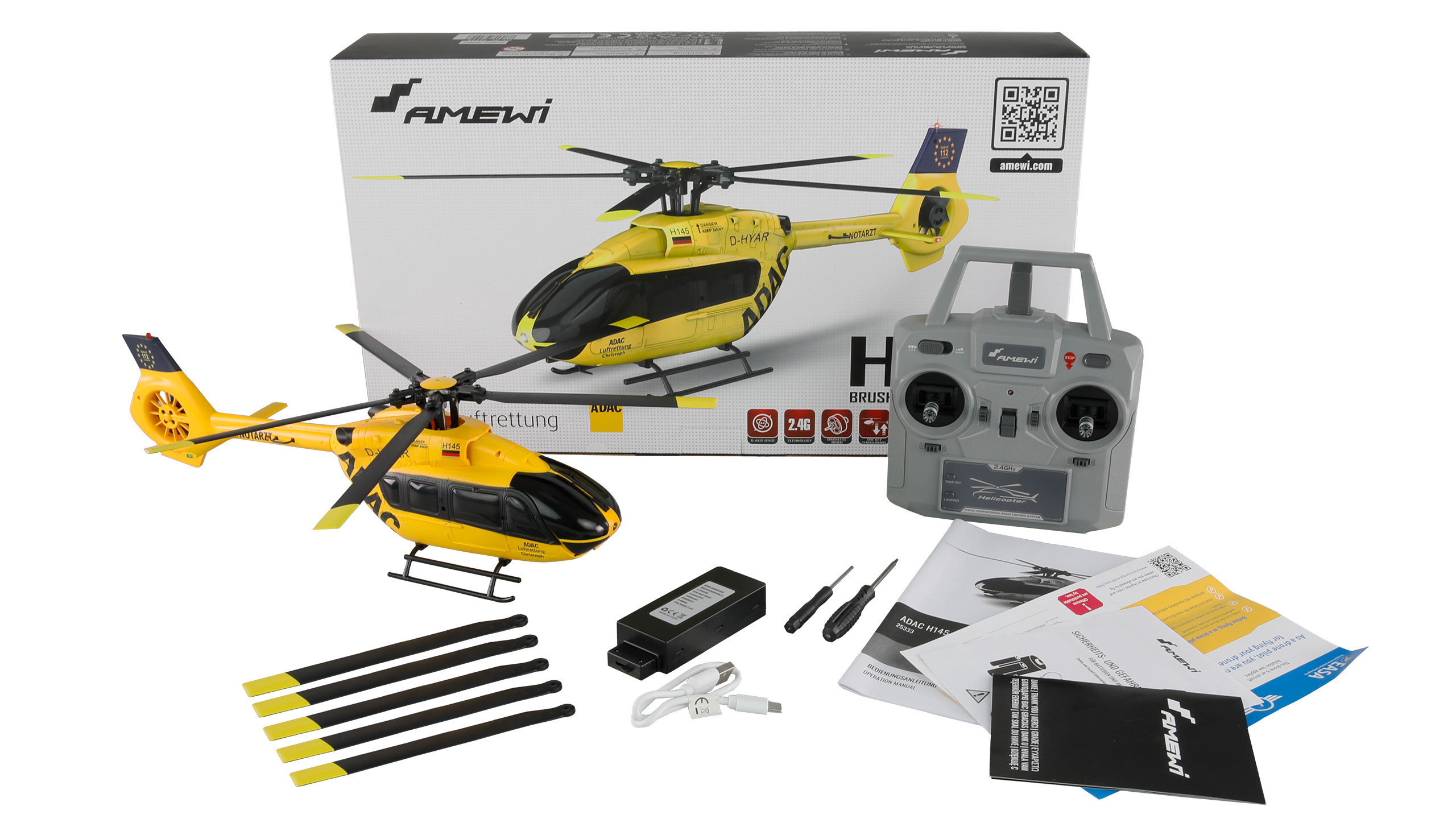 Amewi 25333 ADAC H145 Helikopter Brushless 6-Kanal 6G RTF
