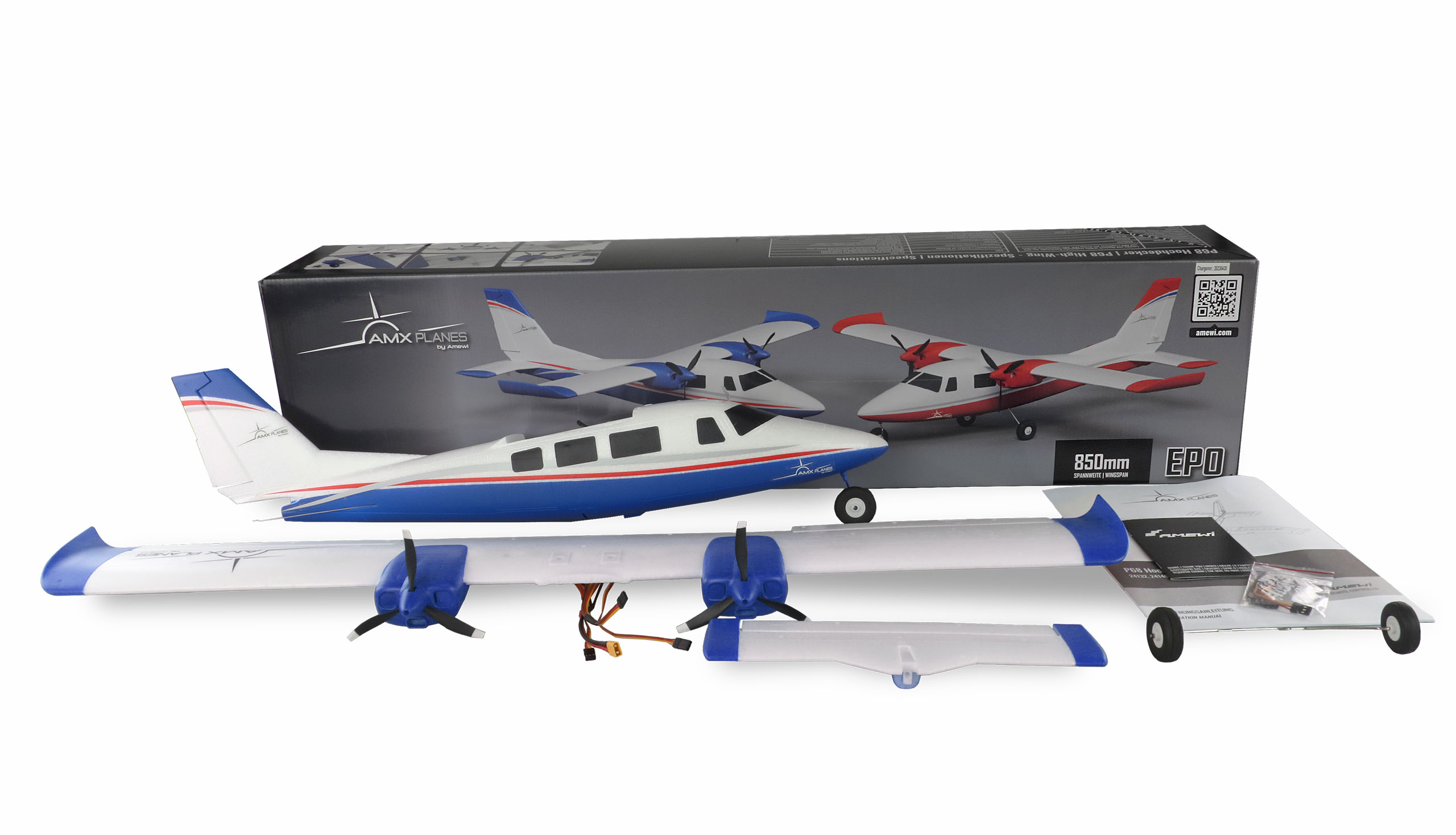AMXPlanes P68 Hochdecker 850mm PNP blau 