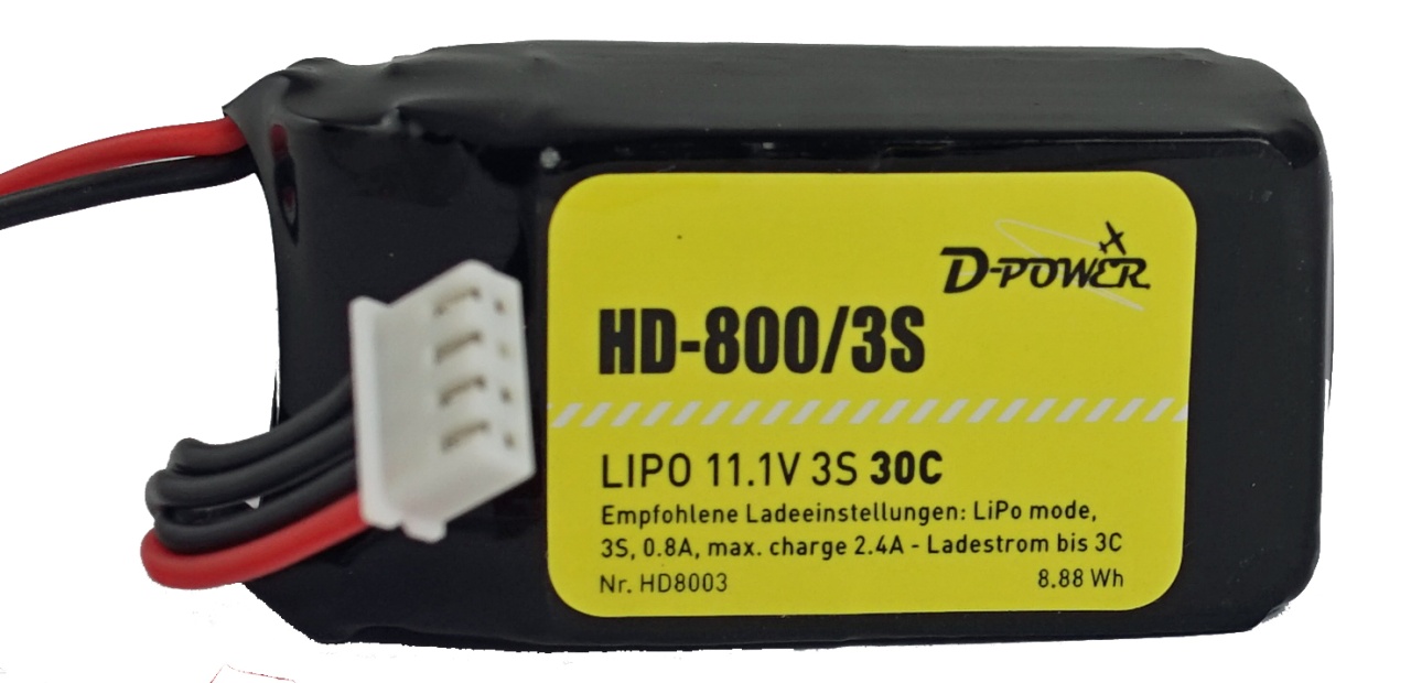 D-Power HD-800 3S Lipo (11,1V) 30C - mit BEC Stecker