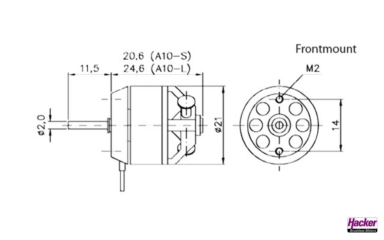 Hacker (97100006) Brushless-Motor A10-12S U/min pro Volt 2900 Turns 12 Strom max. 7 A