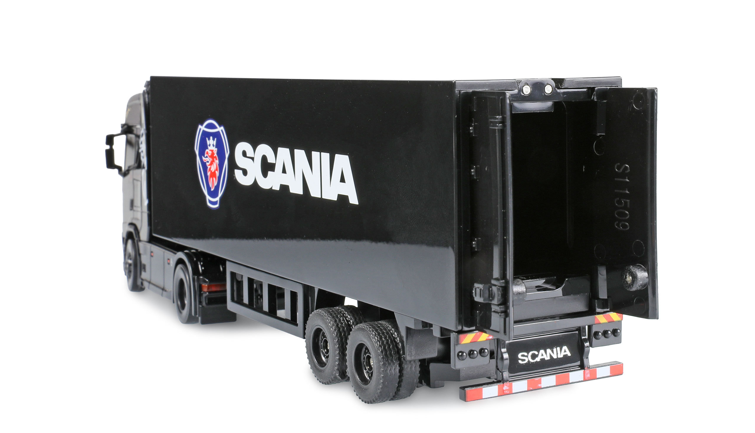 Mini-Scania 730 S mit Kofferauflieger proportional 4WD 1:64 RTR schwarz