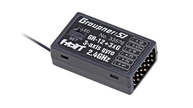 Graupner GR-12 + 3xG HoTT- 2.4 GHz Empfänger 6 Kanäle + 3-Achs Gyro System 