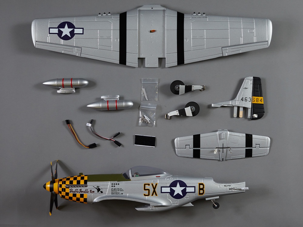 DERBEE P-51D Mustang Warbird PNP gelb - 75cm 