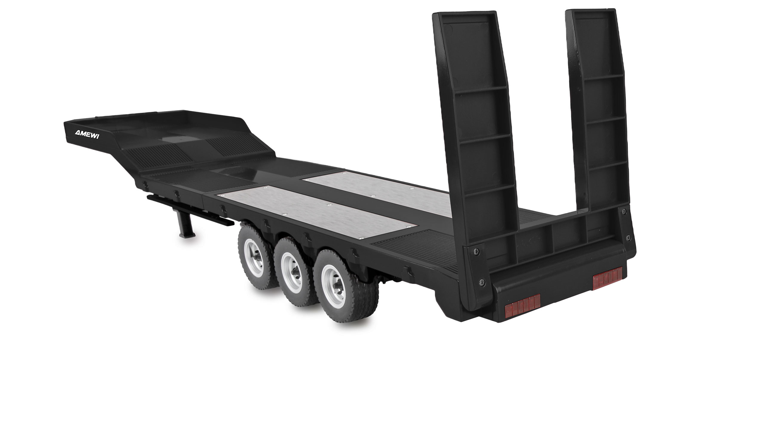Tieflader-Sattelauflieger Dreiachser für Scania 1:18 schwarz 