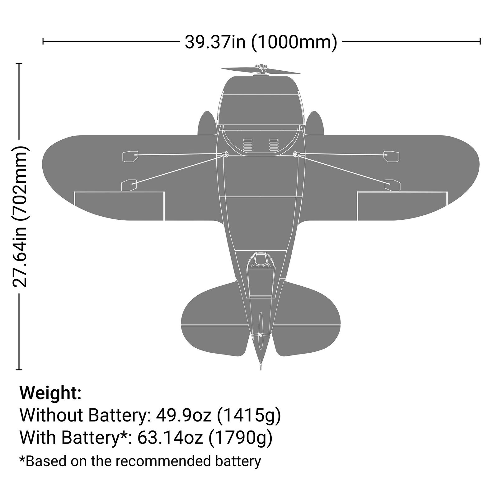 Gee Bee R-2 1.0m BNF Basic with AS3X+ and SAFE Select