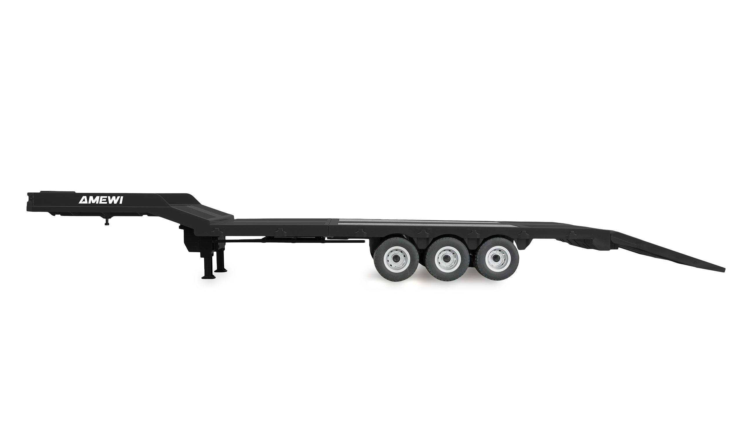 Tieflader-Sattelauflieger Dreiachser für Scania 1:18 schwarz 